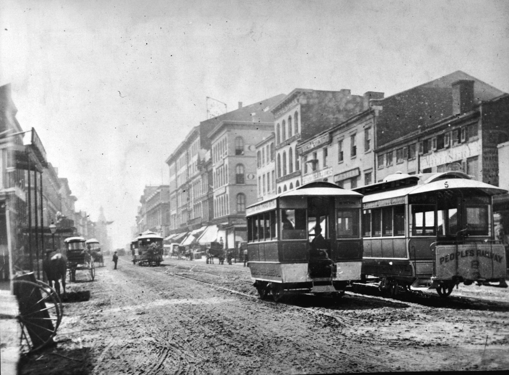 Streetcars on Fourth in the 1880s